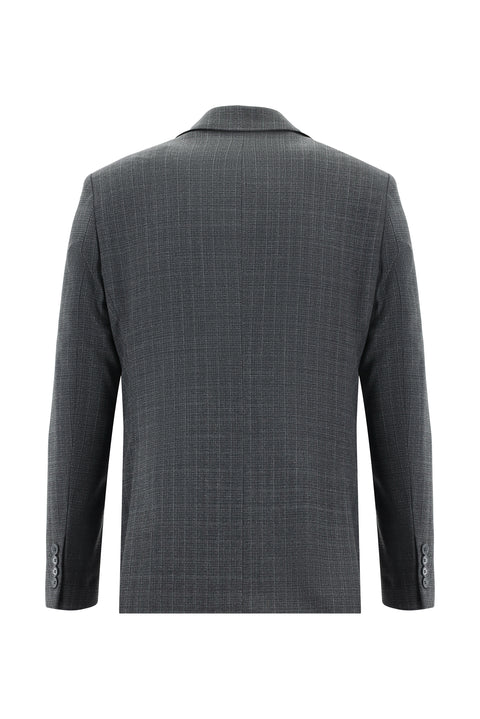 Dark Gray 6 Drop Regular Fit Standard Cut Wool Plaid Suit