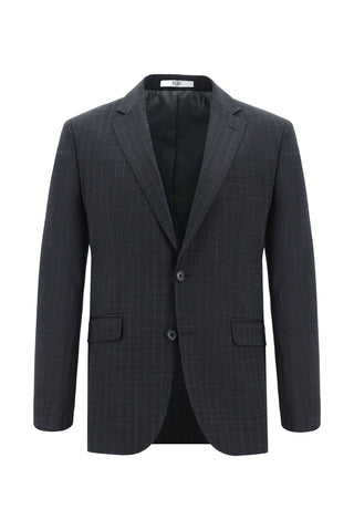  Koyu Antrasit 7 Drop Slim Fit Dar Kesim Yünlü Ekose Takım Elbise