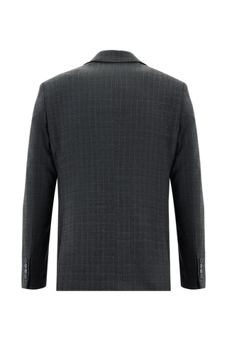  Orta Antrasit 7 Drop Slim Fit Dar Kesim Yünlü Ekose Takım Elbise
