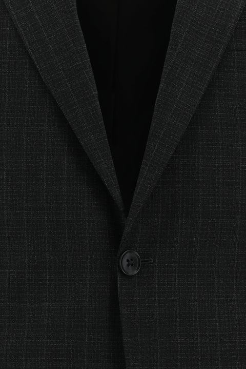 Medium Anthracite 8 Drop Muscle Fit Long Athletic Cut Wool Plaid Suit
