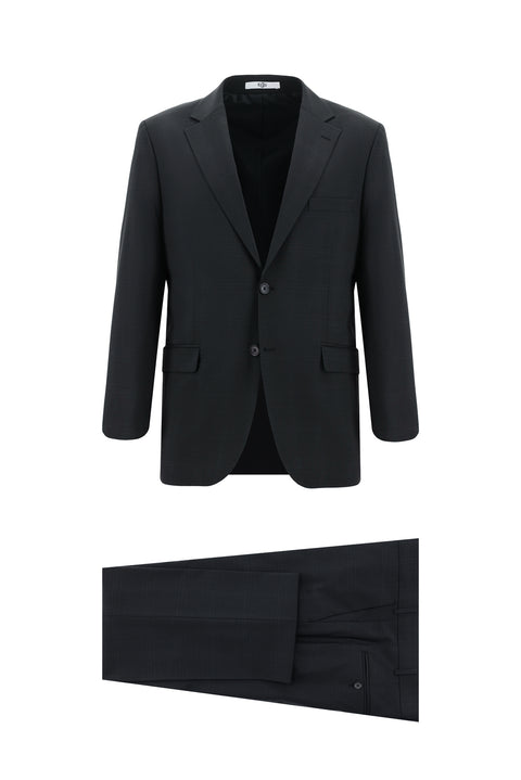 Black Plaid Wool Suit