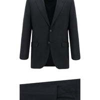 Black 8-Drop Muscle Fit Long Athletic Cut Wool Plaid Suit