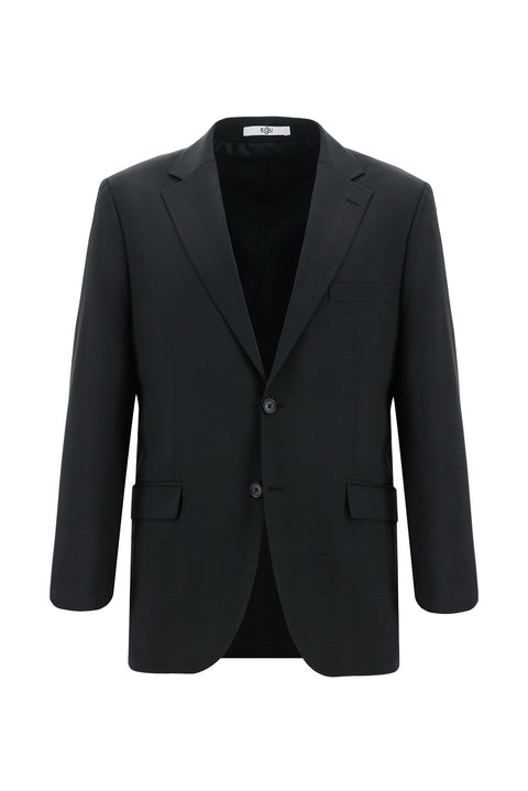Black Plaid Wool Suit