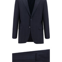 Koyu Lacivert 4 Drop Relaxed Fit Rahat Kesim Yünlü Ekose Takım Elbise