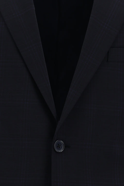 Dark Navy 7 Drop Slim Fit Narrow Cut Wool Plaid Suit