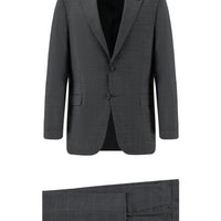 Dark Gray 6 Drop Regular Fit Standard Cut Wool Plaid Suit
