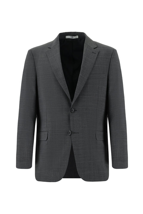 Koyu Füme 4 Drop Relaxed Fit Rahat Kesim Yünlü Ekose Takım Elbise