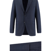 Medium Navy 4-Drop Relaxed Fit Wool Plaid Suit