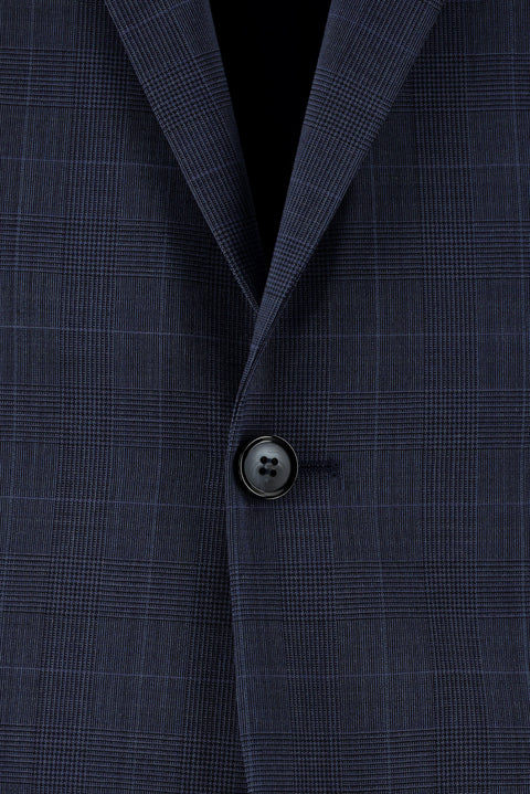Medium Navy 4-Drop Relaxed Fit Wool Plaid Suit