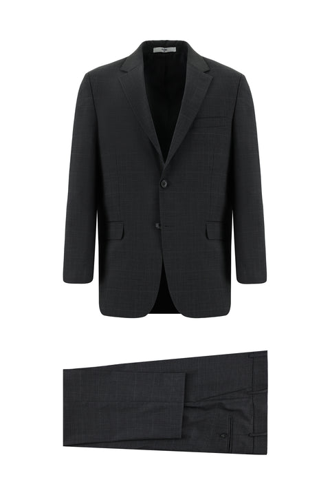 Dark Anthracite 6 Drop Regular Fit Standard Cut Wool Plaid Suit