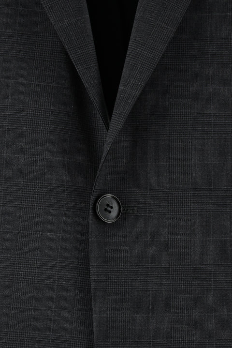 Dark Anthracite 4-Drop Relaxed Fit Wool Plaid Suit