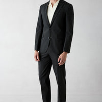 Black 6-Drop Regular Fit Standard Cut Wool Plaid Suit