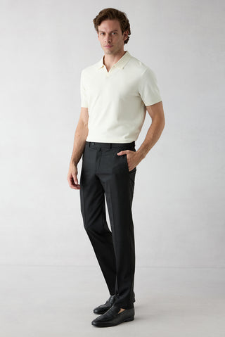  Siyah 6 Drop Regular Fit Standart Kesim Yünlü Ekose Takım Elbise
