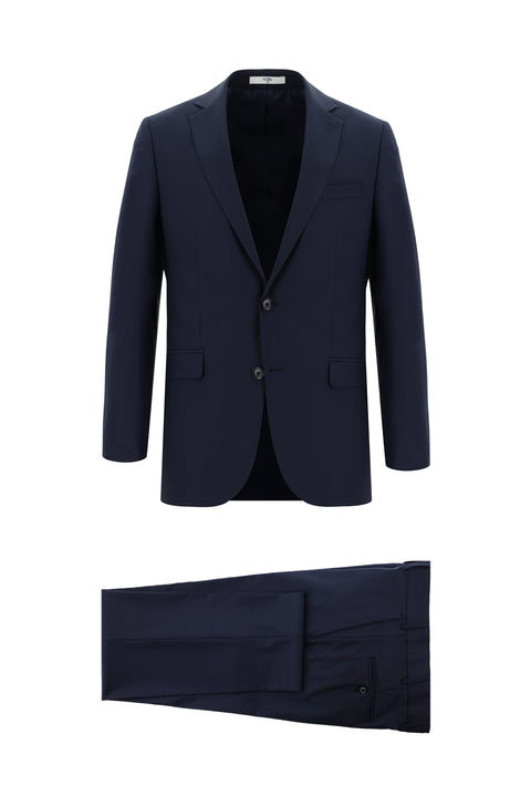 Dark Navy 6 Drop Regular Fit Standard Cut Wool Plaid Suit