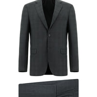 Medium Gray 6 Drop Regular Fit Standard Cut Wool Plaid Suit