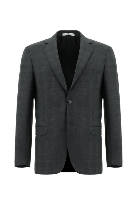 Medium Gray 6 Drop Regular Fit Standard Cut Wool Plaid Suit