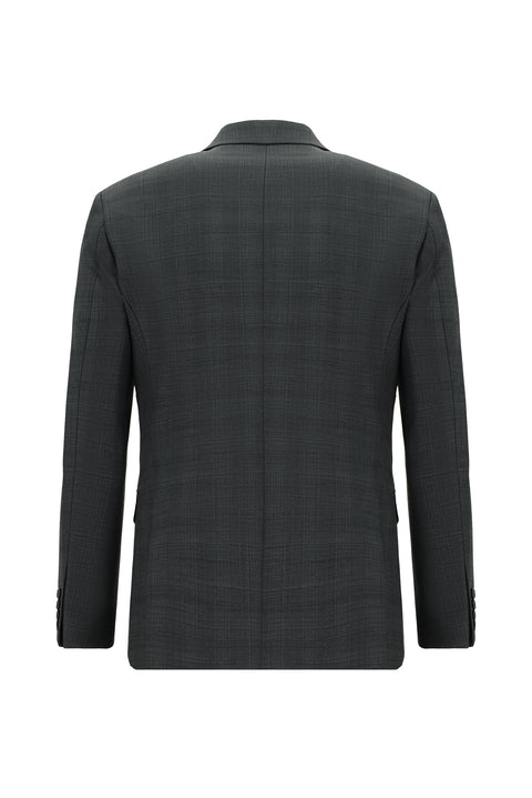Medium Gray 6 Drop Regular Fit Standard Cut Wool Plaid Suit