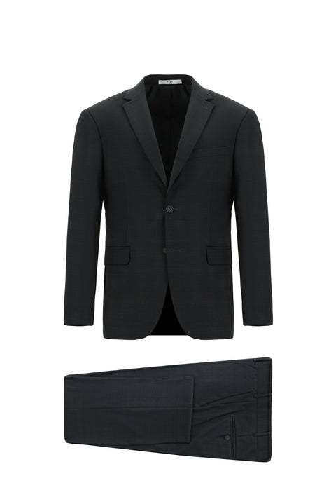 Dark Gray 6 Drop Regular Fit Standard Cut Wool Plaid Suit