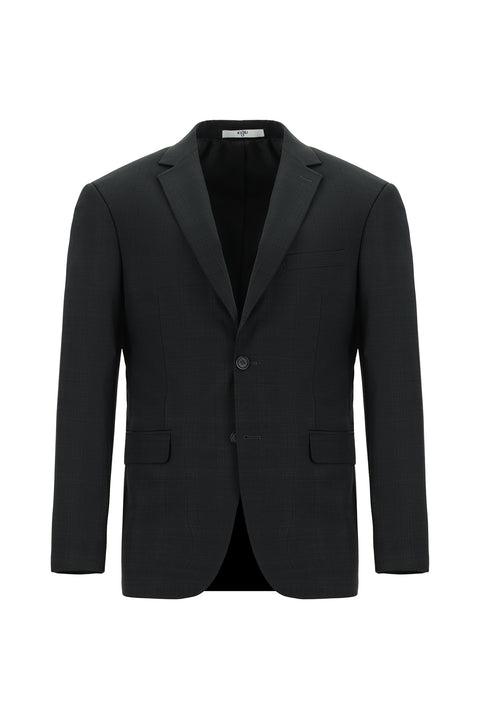 Dark Gray 6 Drop Regular Fit Standard Cut Wool Plaid Suit