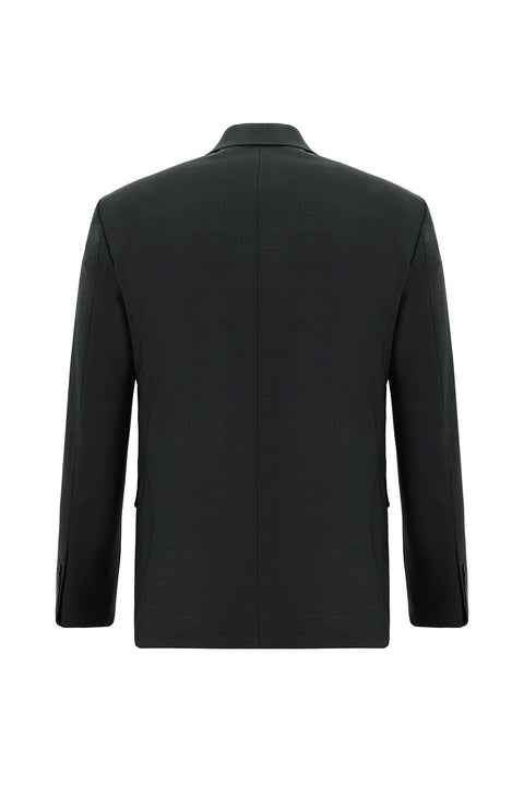 Dark Gray 6 Drop Regular Fit Standard Cut Wool Plaid Suit