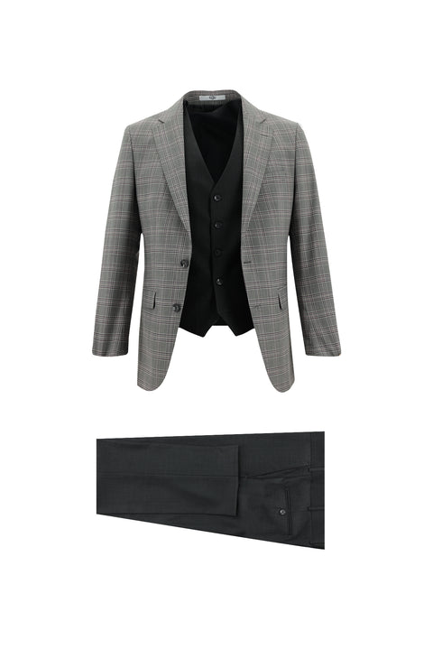 Light Gray 6 Drop Regular Fit Standard Cut Wool Combination Vest Suit