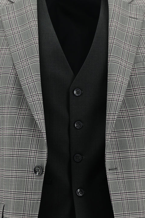 Light Gray 6 Drop Regular Fit Standard Cut Wool Combination Vest Suit
