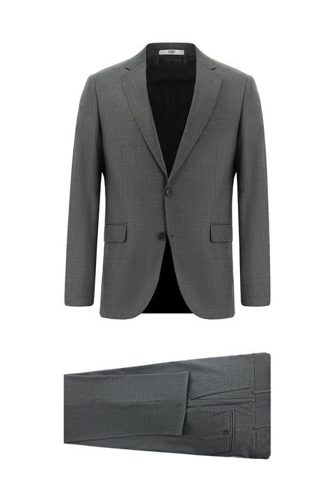 Dark Gray 6 Drop Regular Fit Standard Cut Wool Plaid Suit