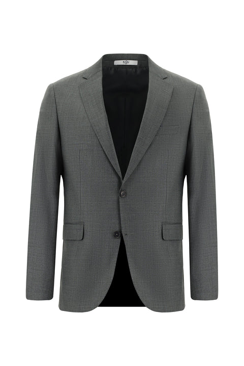Dark Gray 6 Drop Regular Fit Standard Cut Wool Plaid Suit
