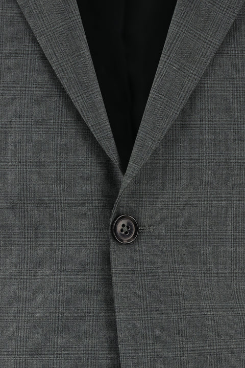 Dark Gray 6 Drop Regular Fit Standard Cut Wool Plaid Suit