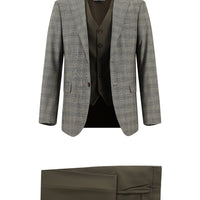 Dark Mink 6 Drop Regular Fit Standard Cut Plaid Suit with Vest