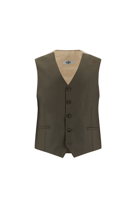 Dark Mink 6 Drop Regular Fit Standard Cut Plaid Suit with Vest