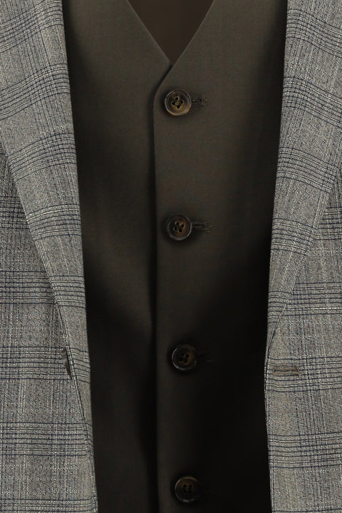 Dark Mink 6 Drop Regular Fit Standard Cut Plaid Suit with Vest