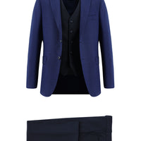 Medium Navy Blue 6 Drop Regular Fit Standard Cut Suit with Vest