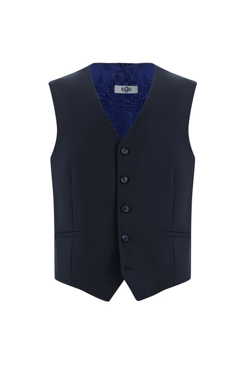 Medium Navy Blue 6 Drop Regular Fit Standard Cut Suit with Vest