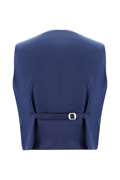 Medium Navy Blue 6 Drop Regular Fit Standard Cut Suit with Vest