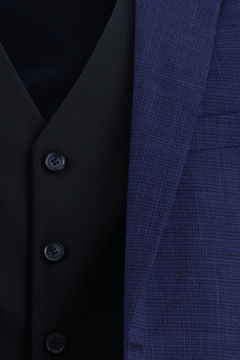 Medium Navy Blue 6 Drop Regular Fit Standard Cut Suit with Vest