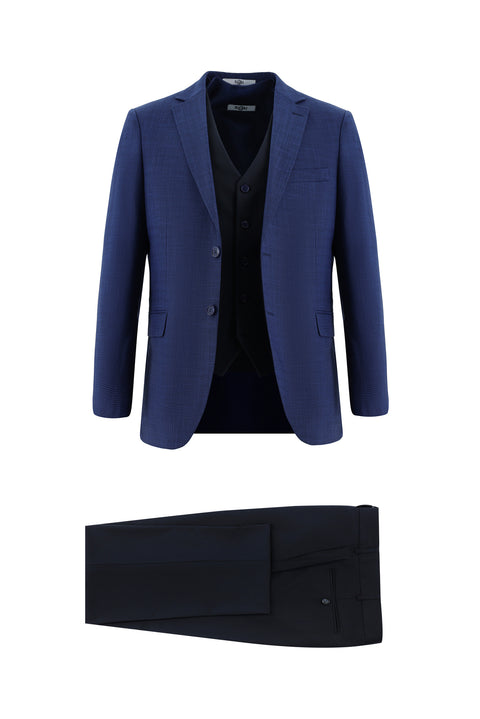 Dark Navy 6 Drop Regular Fit Standard Cut Suit with Vest