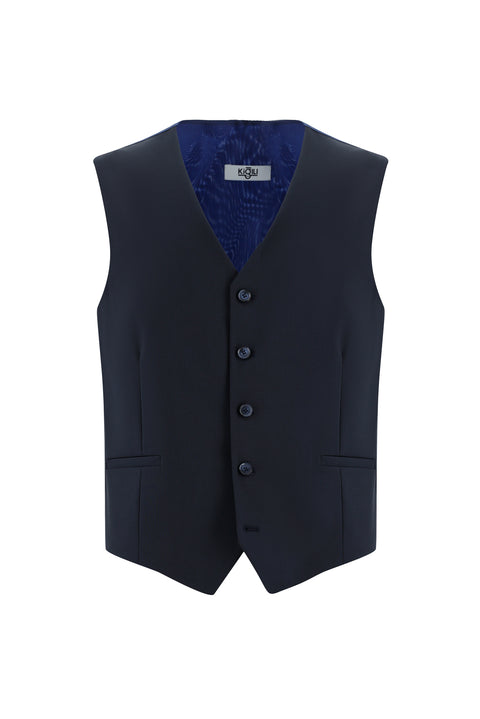 Dark Navy 6 Drop Regular Fit Standard Cut Suit with Vest