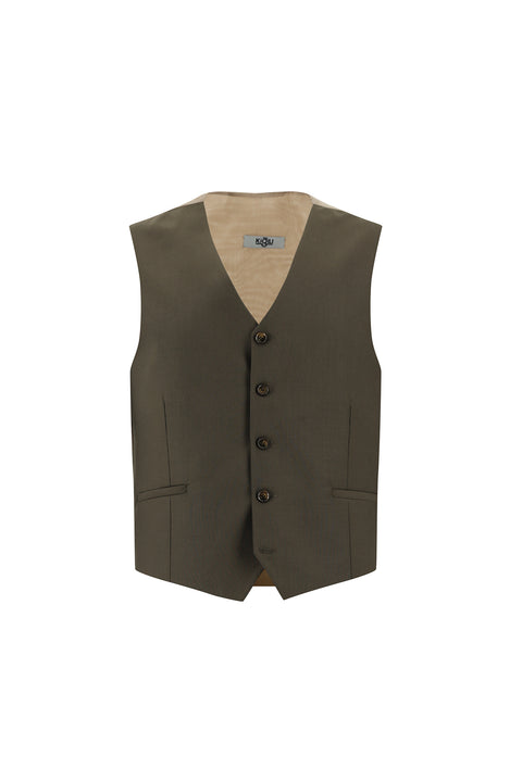 Dark Mink 6 Drop Regular Fit Standard Cut Plaid Suit with Vest