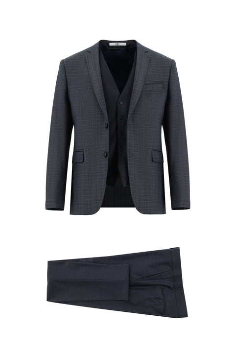 Dark Gray 7 Drop Super Slim Fit Extra Narrow Cut Suit with Vest