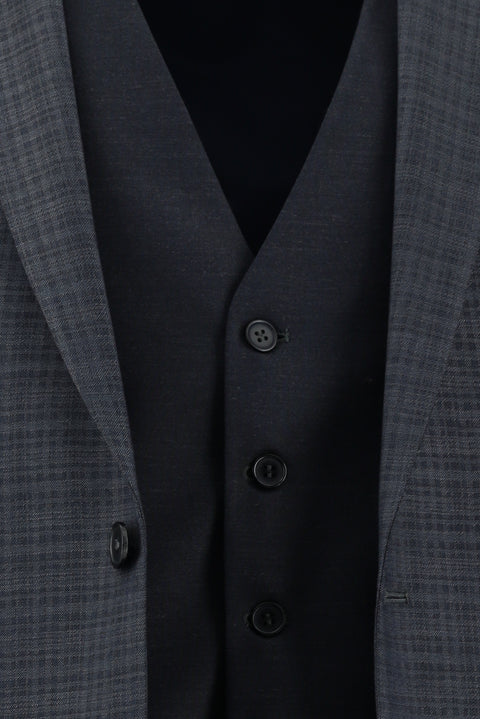 Dark Gray 7 Drop Super Slim Fit Extra Narrow Cut Suit with Vest