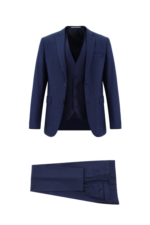 Medium Navy 7-Drop Super Slim Fit Extra Narrow Cut Suit with Vest