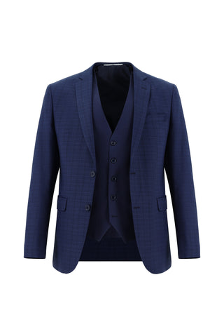  Orta Lacivert 7 Drop Super Slim Fit Eksra Dar Kesim Kombinli Yelekli Takım Elbise