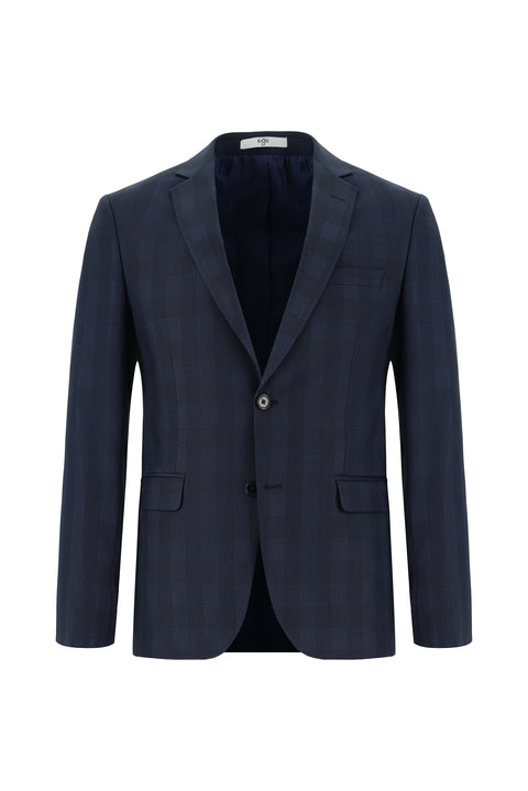 Medium Navy 7 Drop Super Slim Fit Extra Narrow Cut Plaid Suit