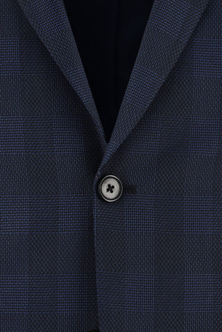  Orta Lacivert 7 Drop Super Slim Fit Eksra Dar Kesim Kombinli Ekose Takım Elbise