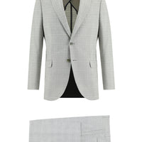 Light Grey 6 Drop Regular Fit Standard Cut Plaid Linen Blend Suit