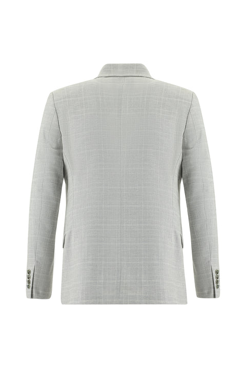 Light Grey 6 Drop Regular Fit Standard Cut Plaid Linen Blend Suit