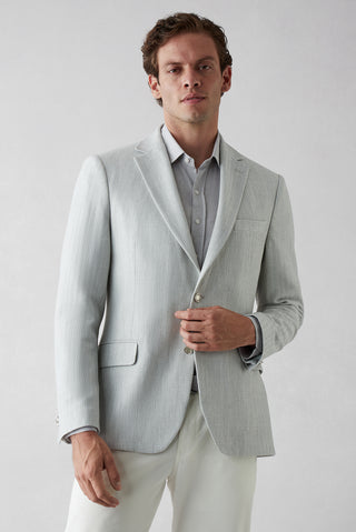  Orta Gri 4 Drop Relaxed Fit Rahat Kesim Mono Yaka Desenli Blazer Ceket