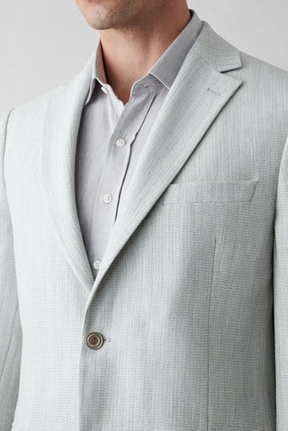  Orta Gri 4 Drop Relaxed Fit Rahat Kesim Mono Yaka Desenli Blazer Ceket