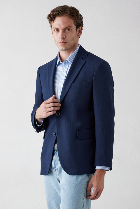 Medium Navy 6 Drop Regular Fit Standard Cut Blazer Jacket